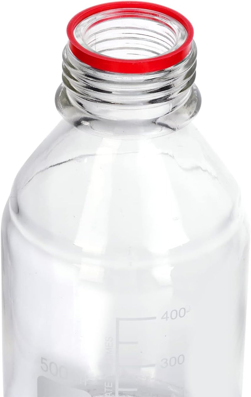Pastein 8 Pieces 500 mL Graduated Round Reagent Media Bottle Storage Glass Bottle with GL45 Red Screw Cap - Image 5